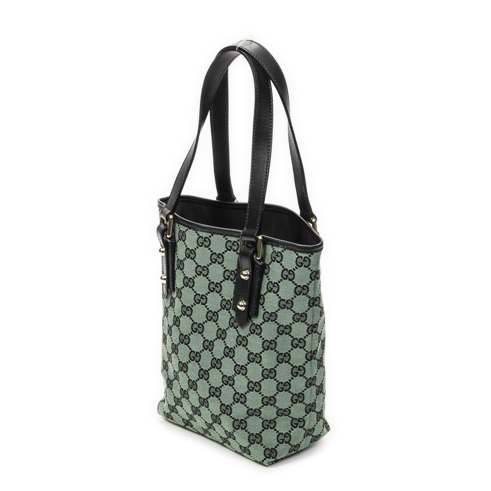 Gucci Small Tall Tote Green Black GG Canvas