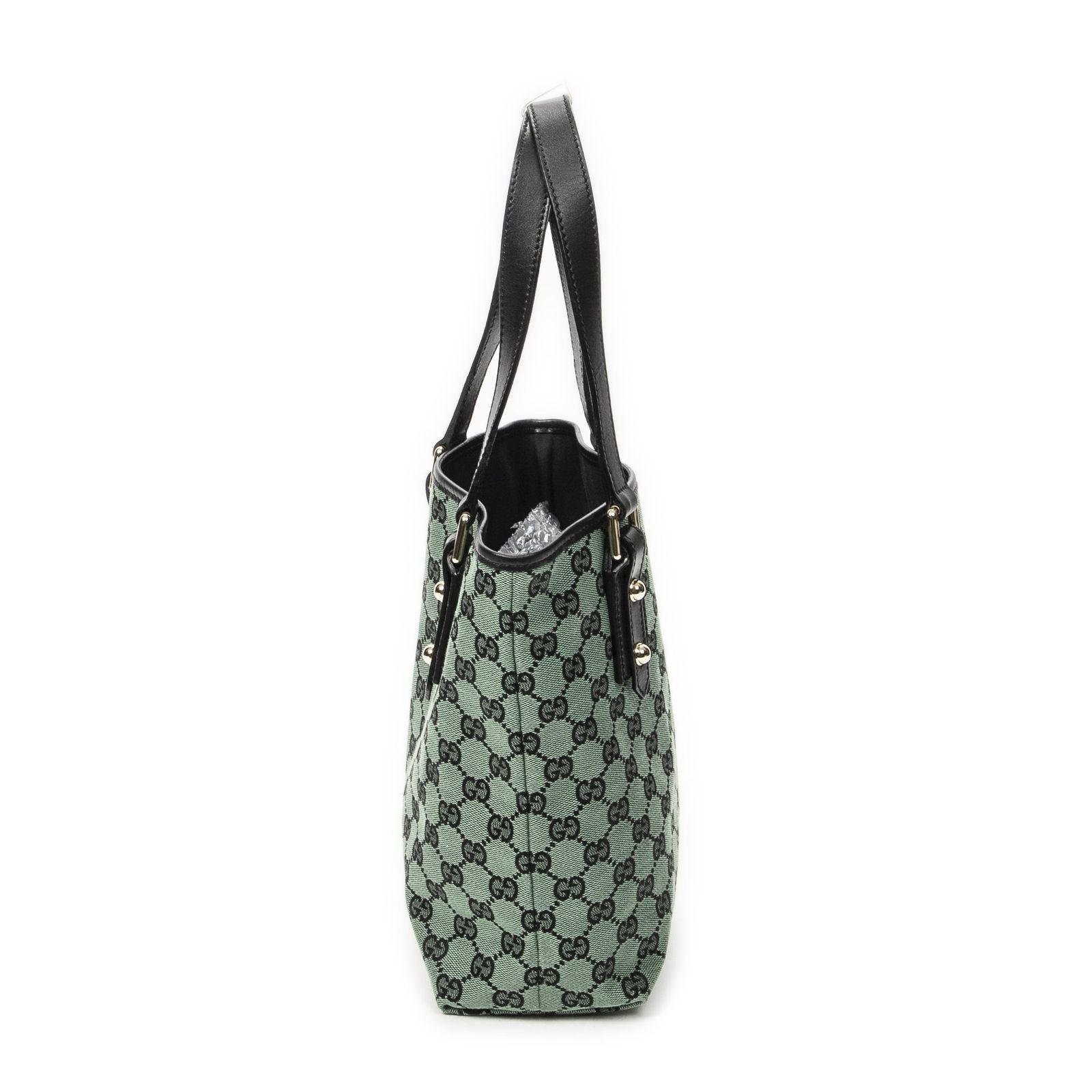 Gucci Small Tall Tote Green Black GG Canvas