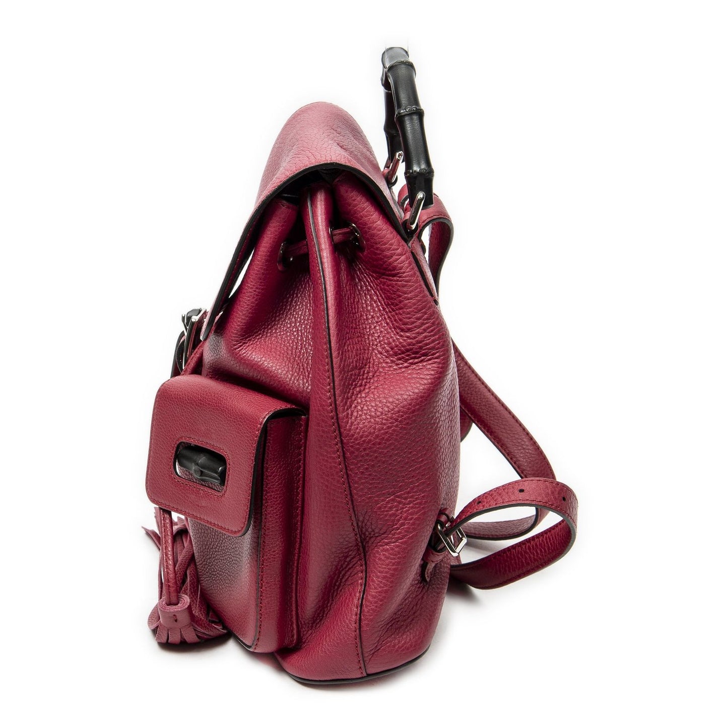 Gucci Bamboo Backpack Tassel Fuschia Calfskin Leather