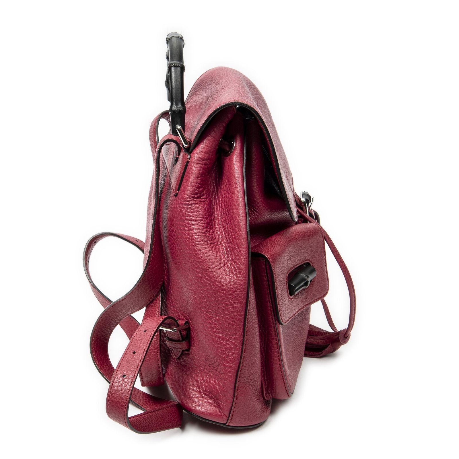 Gucci Bamboo Backpack Tassel Fuschia Calfskin Leather