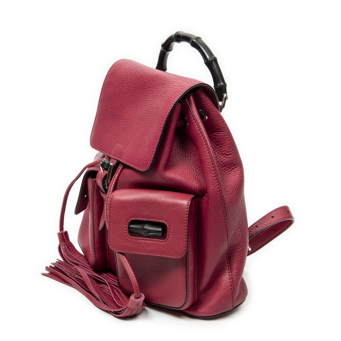 Gucci Bamboo Backpack Tassel Fuschia Calfskin Leather