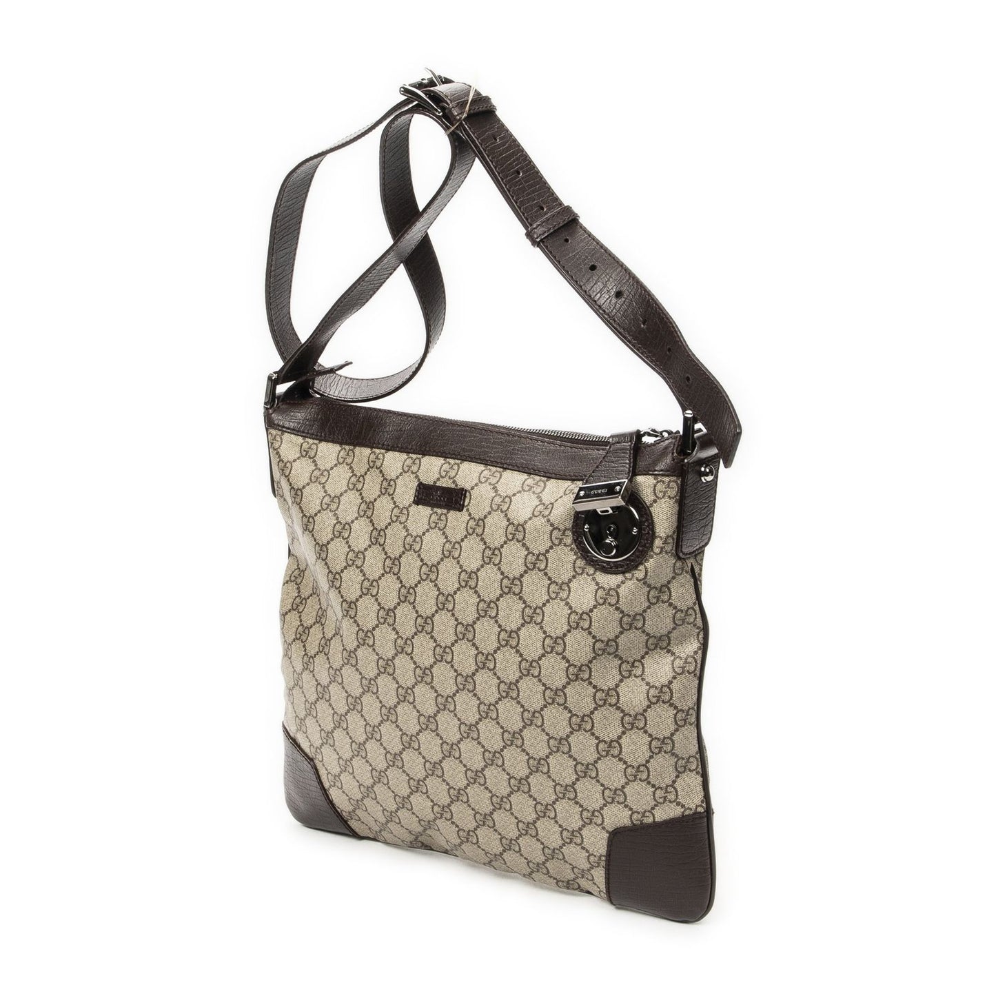 Gucci Zip Messenger Beige Brown Supreme Canvas