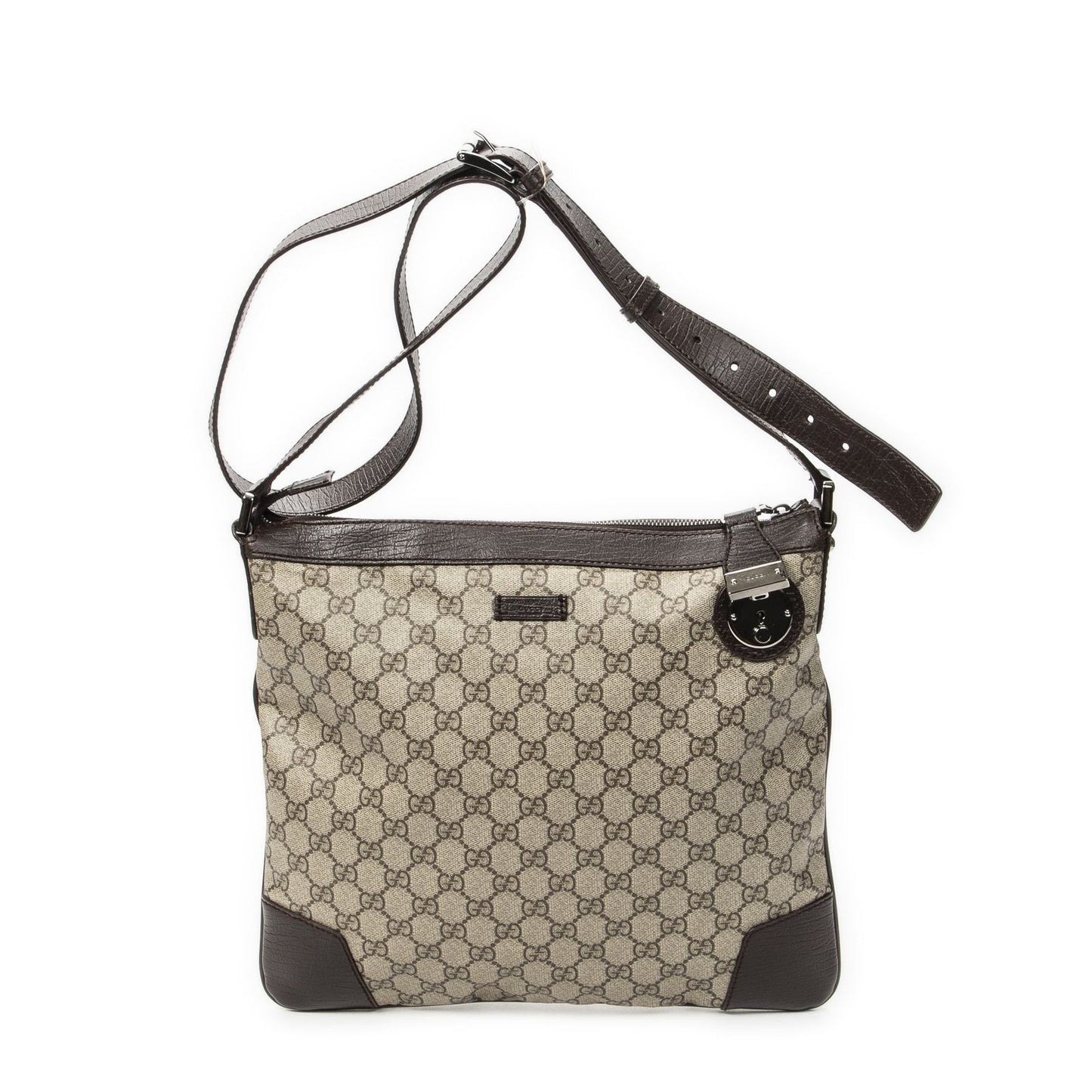 Gucci Zip Messenger Beige Brown Supreme Canvas