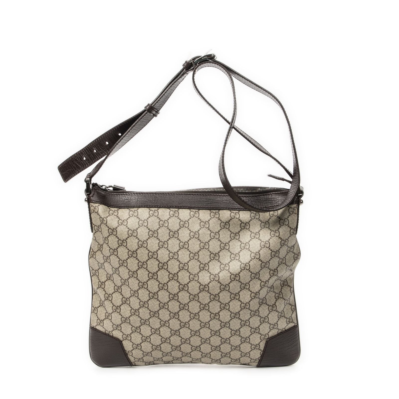 Gucci Zip Messenger Beige Brown Supreme Canvas