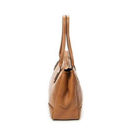 Gucci Principe Tote Tan Gray Calfskin Leather
