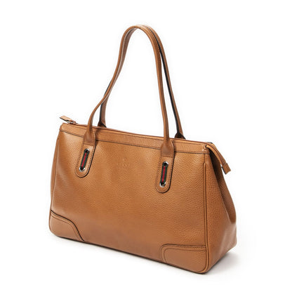 Gucci Principe Tote Tan Gray Calfskin Leather