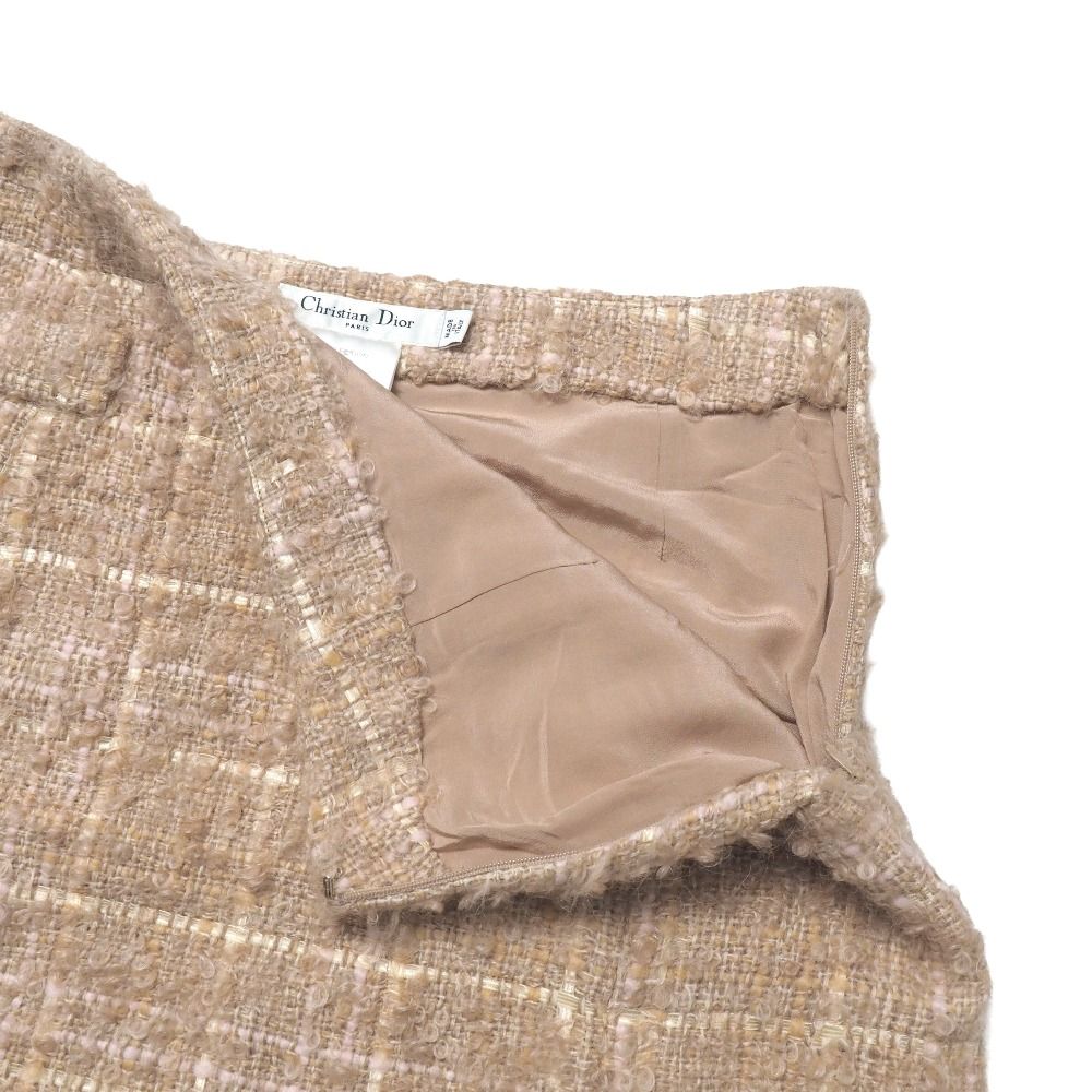 Dior Mini Skirt Tweed Plaid Pattern