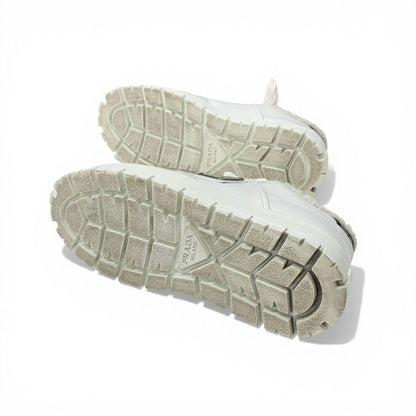 Prada Sneakers Shoes Leather Shearling White Triangle Logo