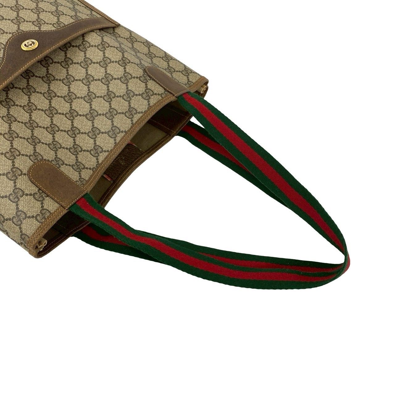 Gucci Vintage Sherry Line GG Logo Leather Tote Brown
