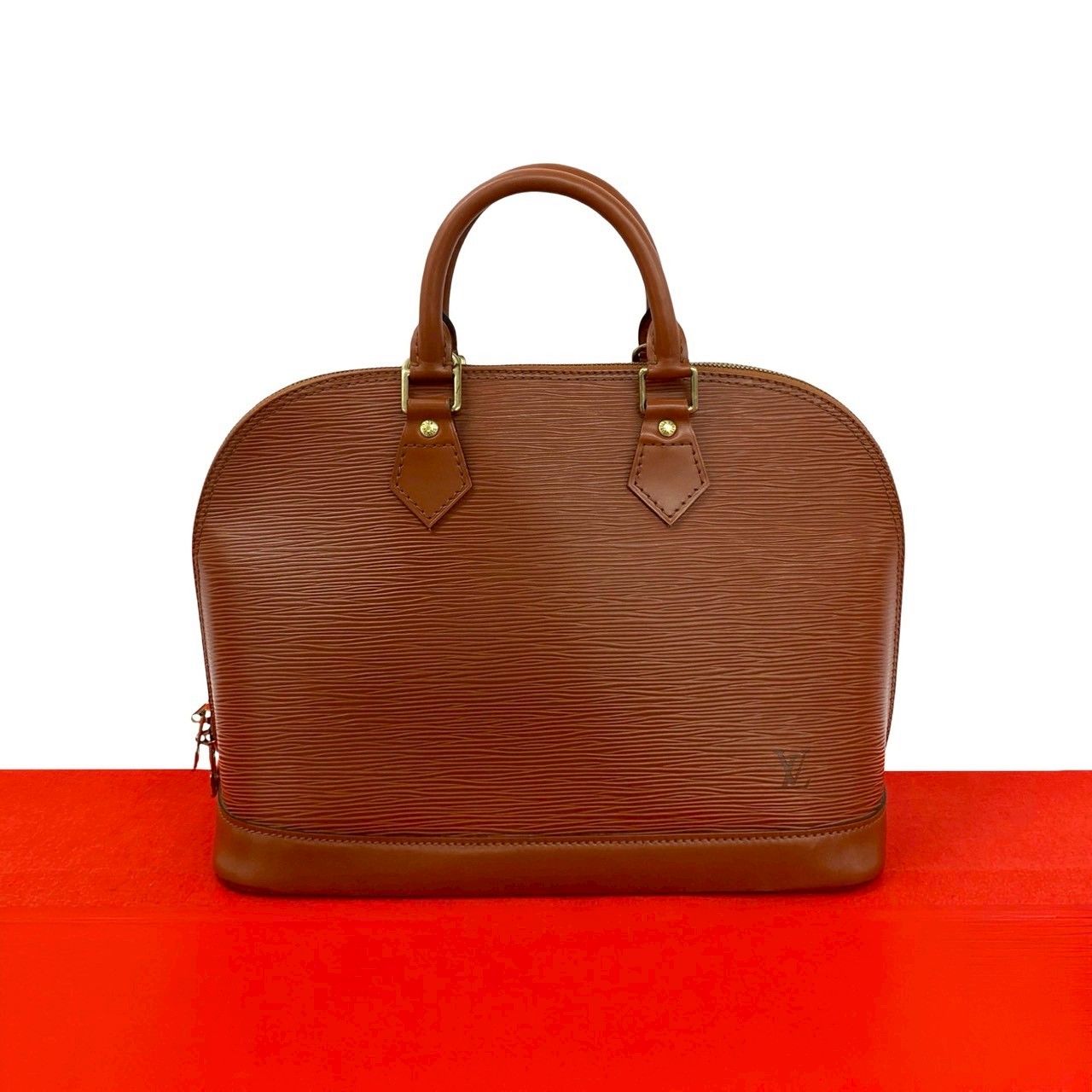 Louis Vuitton Vintage Alma Epi Leather Boston Bag Kenya Brown