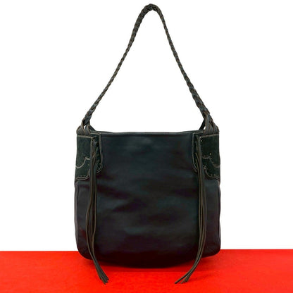Loewe Fringe Suede Leather Shoulder Bag Tote Black