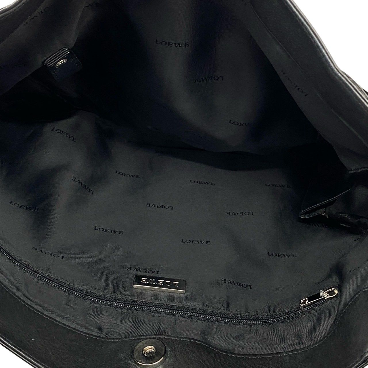 Loewe Fringe Suede Leather Shoulder Bag Tote Black