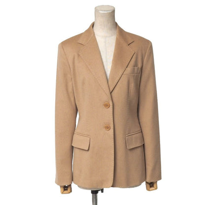 Max Mara Tailored Jacket 38 All Camel Blue Leather White Tag