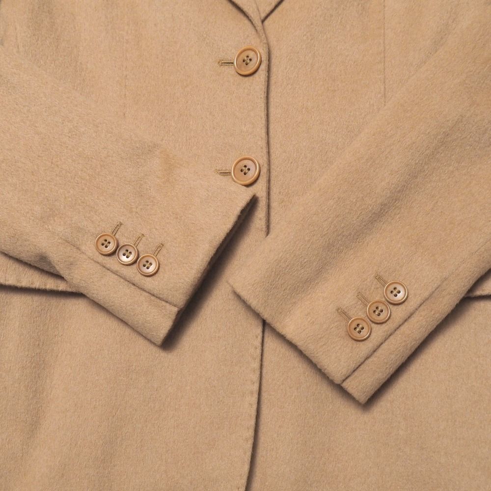 Max Mara Tailored Jacket 38 All Camel Blue Leather White Tag