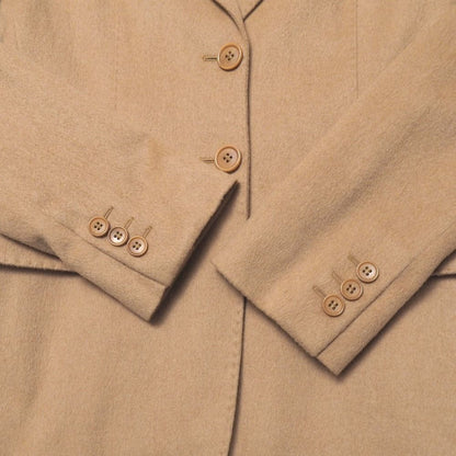 Max Mara Tailored Jacket 38 All Camel Blue Leather White Tag