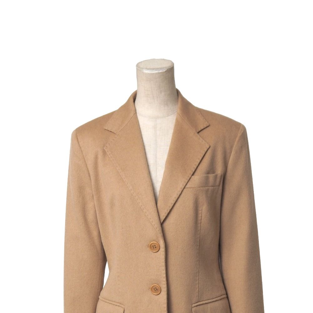 Max Mara Tailored Jacket 38 All Camel Blue Leather White Tag