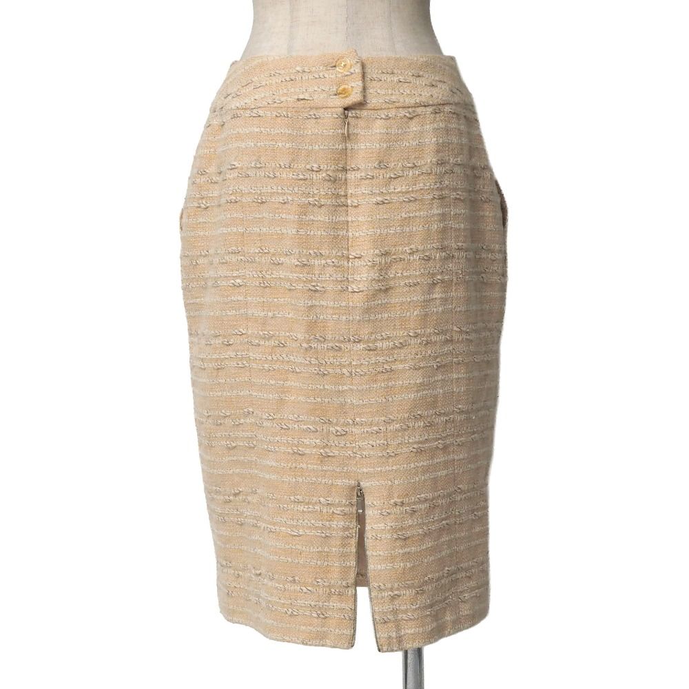 Chanel Vintage Skirt 38 Tweed Tight CC Logo Button