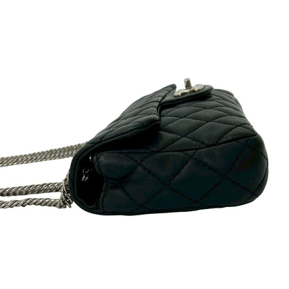 Chanel Card Quilted CC Logo Lambskin Chain Shoulder Bag Black