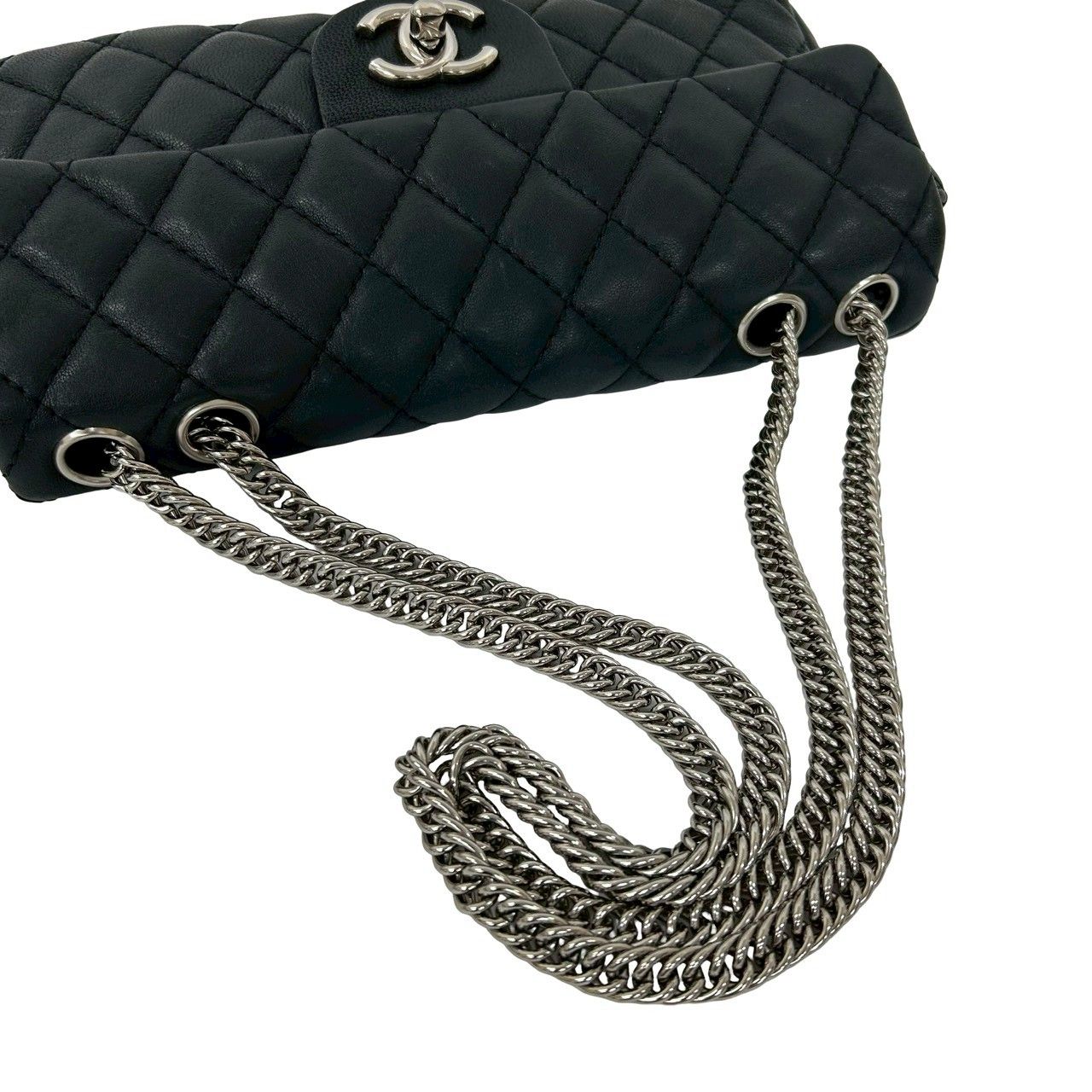 Chanel Card Quilted CC Logo Lambskin Chain Shoulder Bag Black