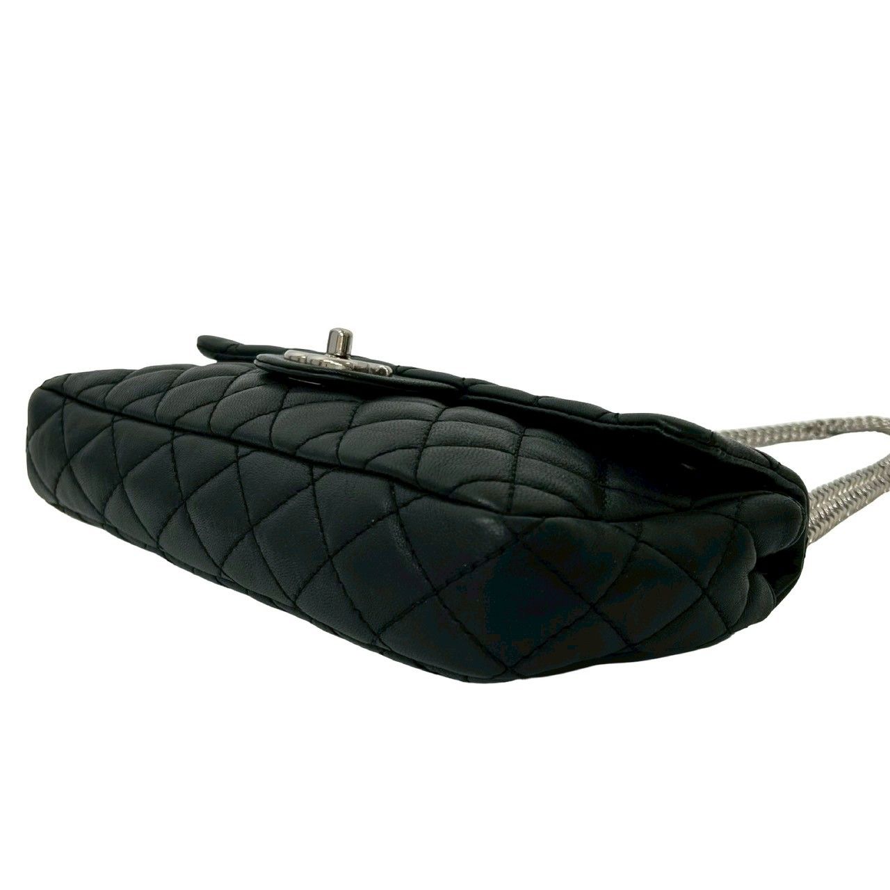 Chanel Card Quilted CC Logo Lambskin Chain Shoulder Bag Black
