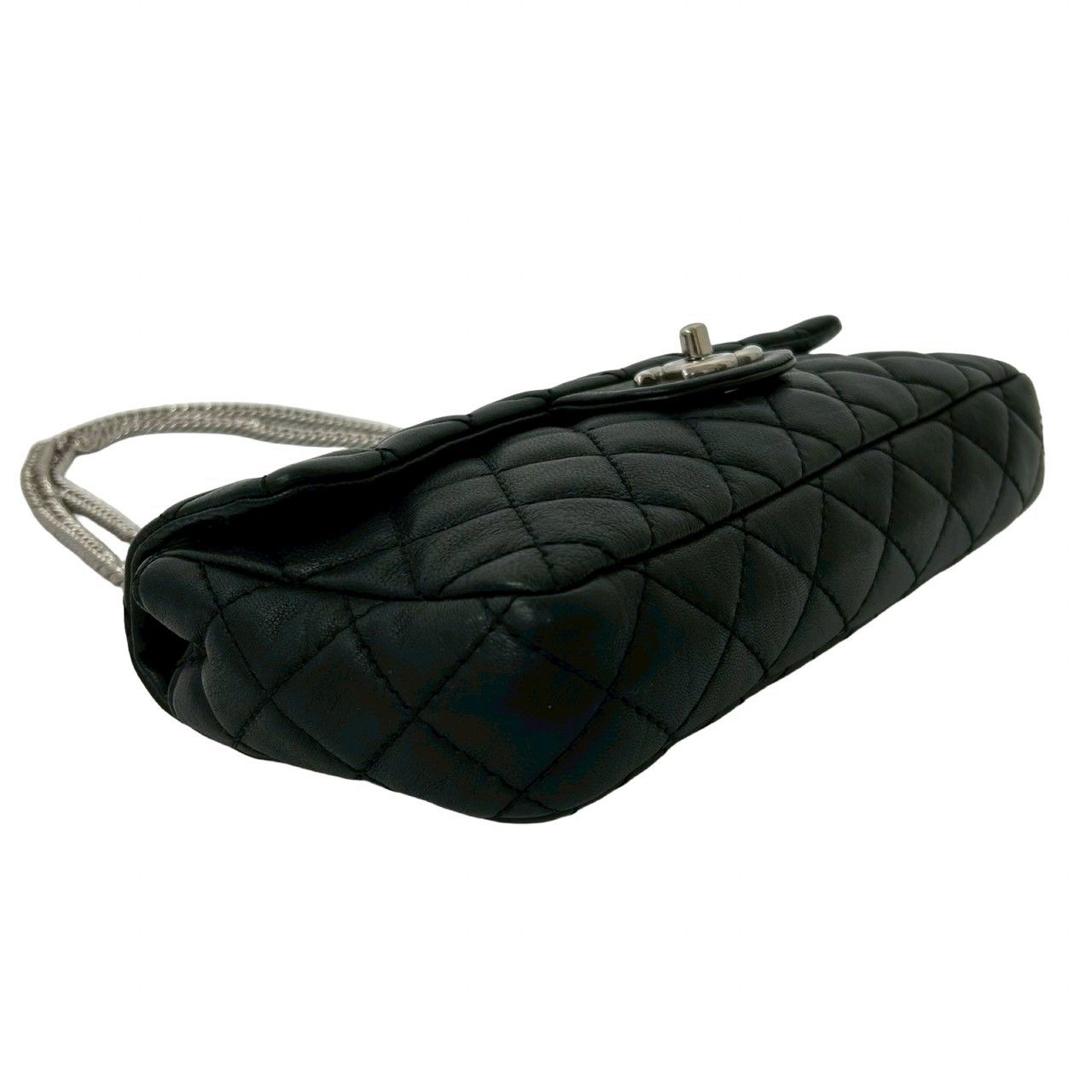 Chanel Card Quilted CC Logo Lambskin Chain Shoulder Bag Black