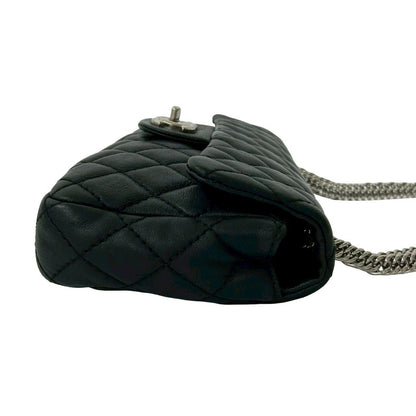 Chanel Card Quilted CC Logo Lambskin Chain Shoulder Bag Black