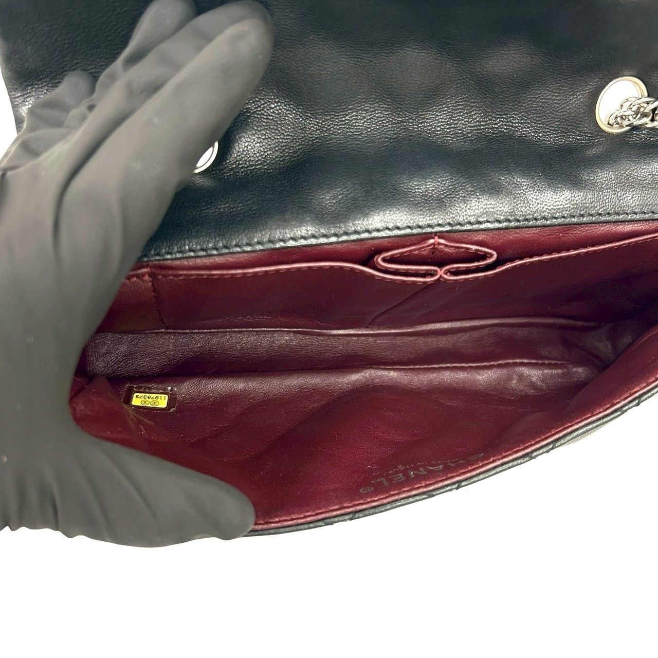 Chanel Card Quilted CC Logo Lambskin Chain Shoulder Bag Black