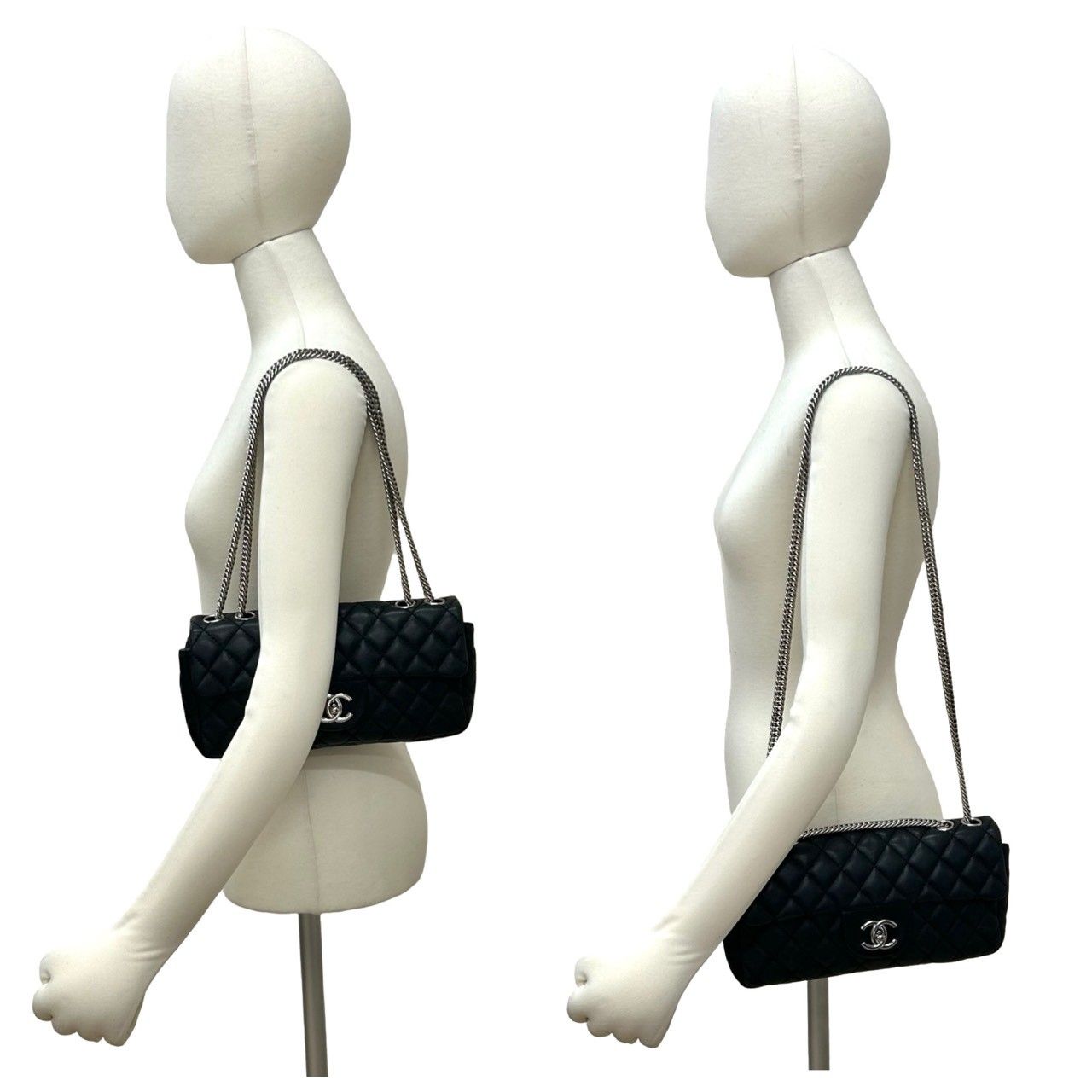 Chanel Card Quilted CC Logo Lambskin Chain Shoulder Bag Black