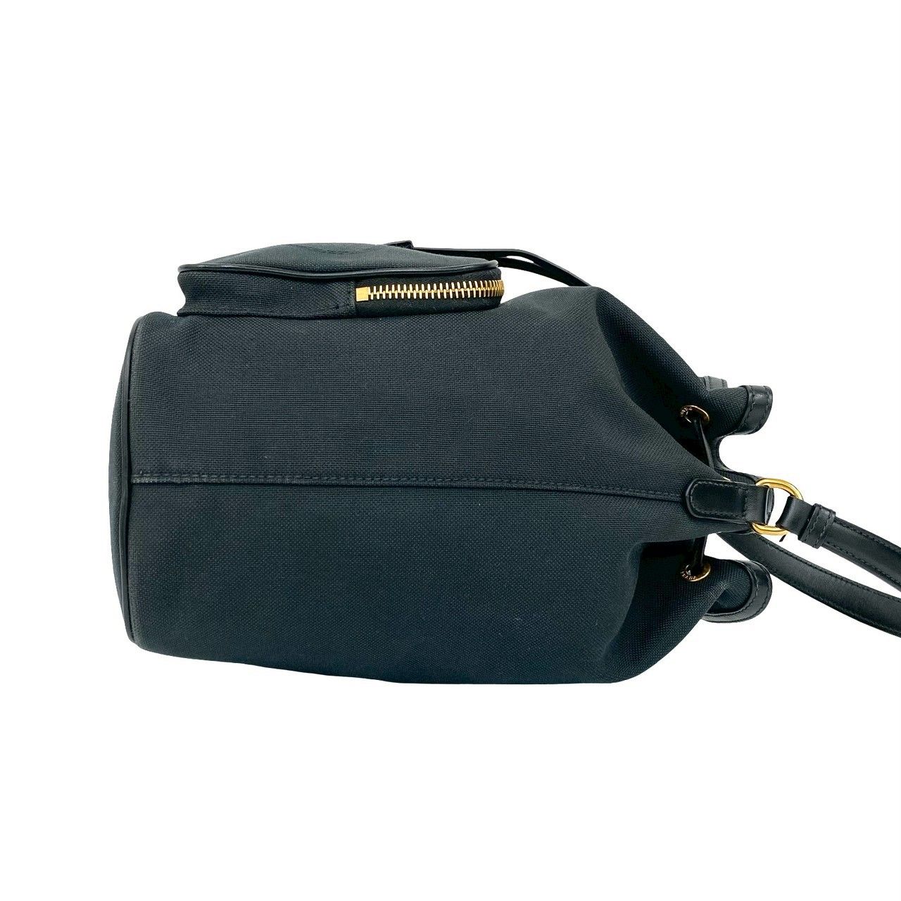 Prada Logo Canvas Leather Drawstring 2-Way Mini Shoulder Bag Black