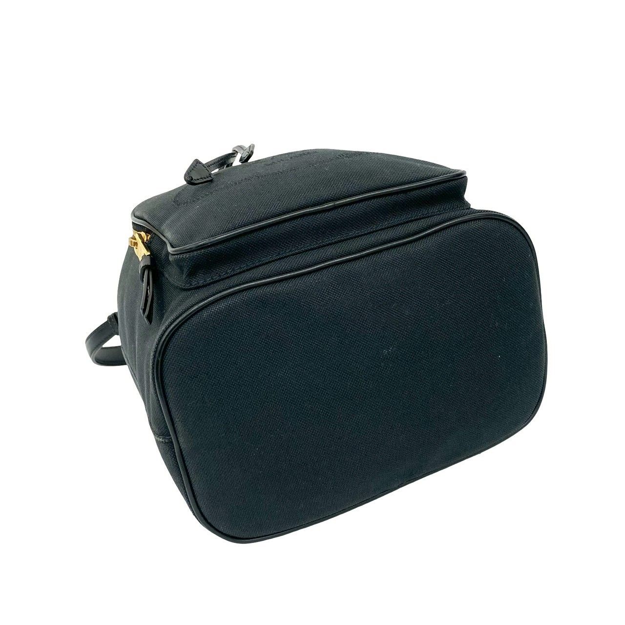 Prada Logo Canvas Leather Drawstring 2-Way Mini Shoulder Bag Black