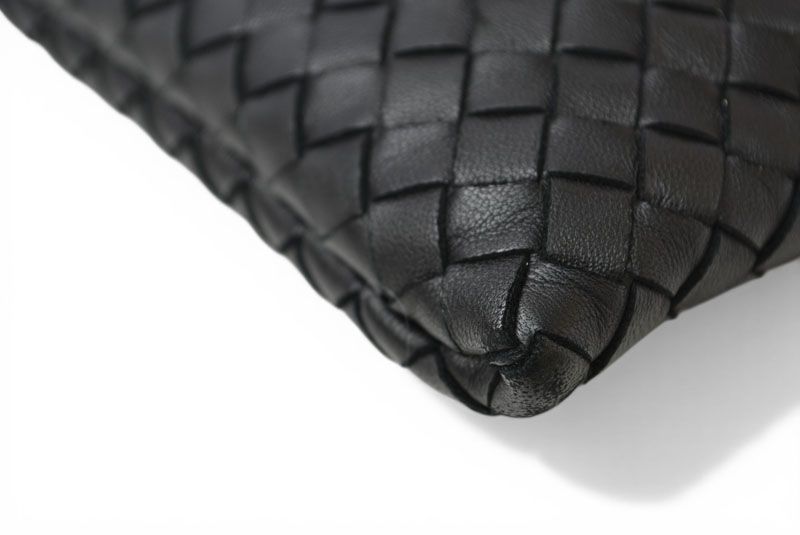 Bottega Veneta Clutch Pouch Intrecciato Nappa Lambskin Black Orange