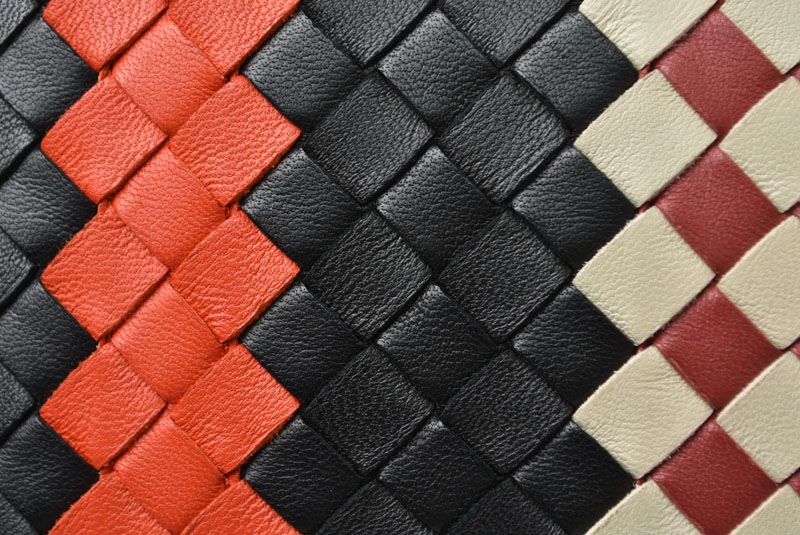 Bottega Veneta Clutch Pouch Intrecciato Nappa Lambskin Black Orange