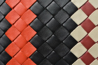 Bottega Veneta Clutch Pouch Intrecciato Nappa Lambskin Black Orange