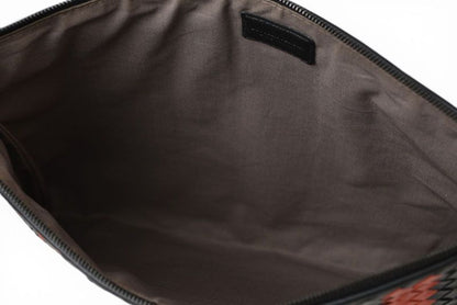 Bottega Veneta Clutch Pouch Intrecciato Nappa Lambskin Black Orange