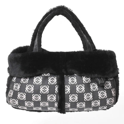 Loewe Handbag Anagram Black Shearling Leather Silver