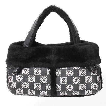 Loewe Handbag Anagram Black Shearling Leather Silver — view 2