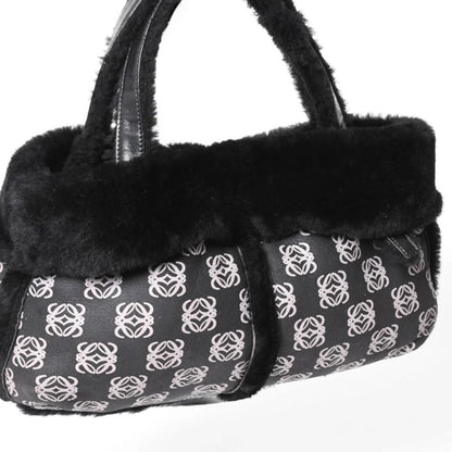 Loewe Handbag Anagram Black Shearling Leather Silver — view 3