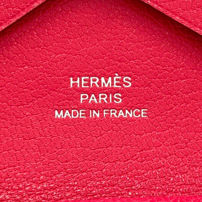 Hermes Calvi Duo Rose Silver Card Case Chevre