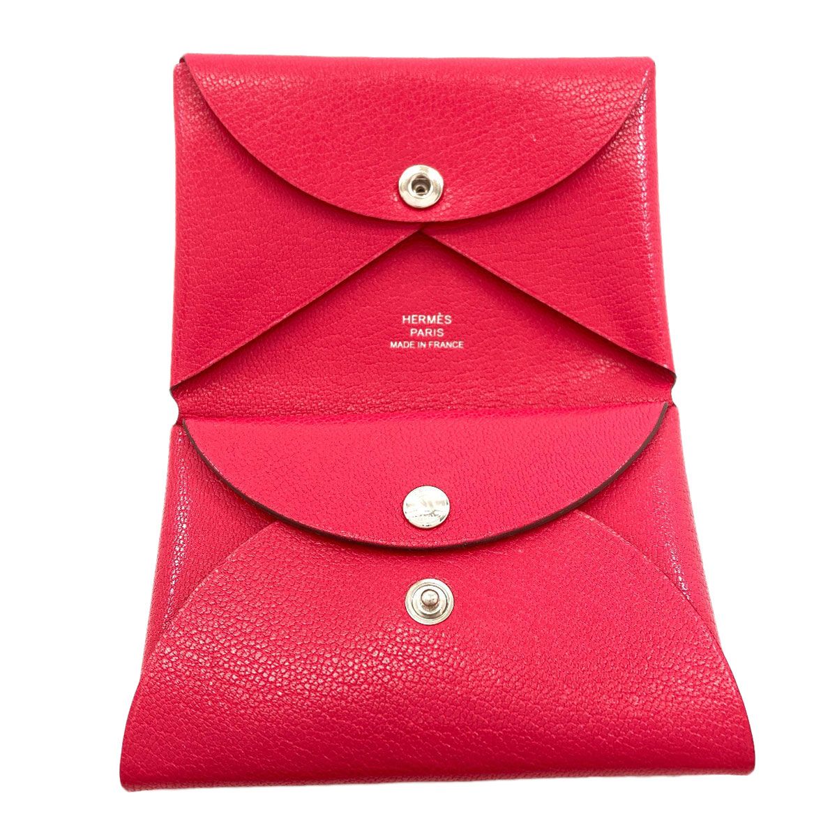 Hermes Calvi Duo Rose Silver Card Case Chevre