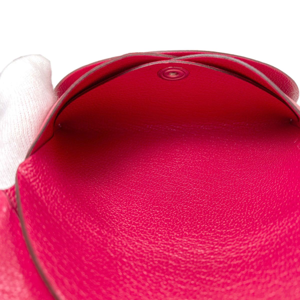 Hermes Calvi Duo Rose Silver Card Case Chevre