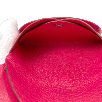 Hermes Calvi Duo Rose Silver Card Case Chevre