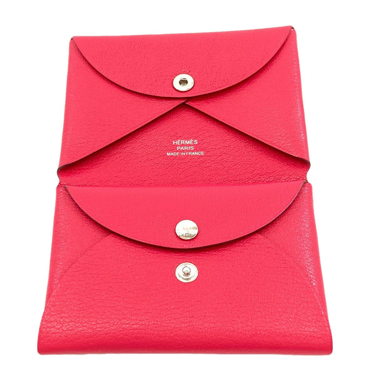 Hermes Calvi Duo Rose Silver Card Case Chevre Sham Kira