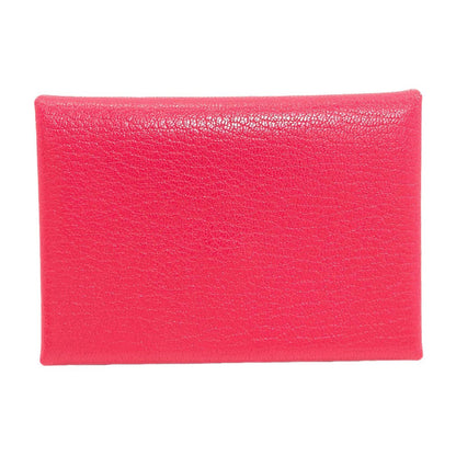 Hermes Calvi Duo Rose Silver Card Case Chevre