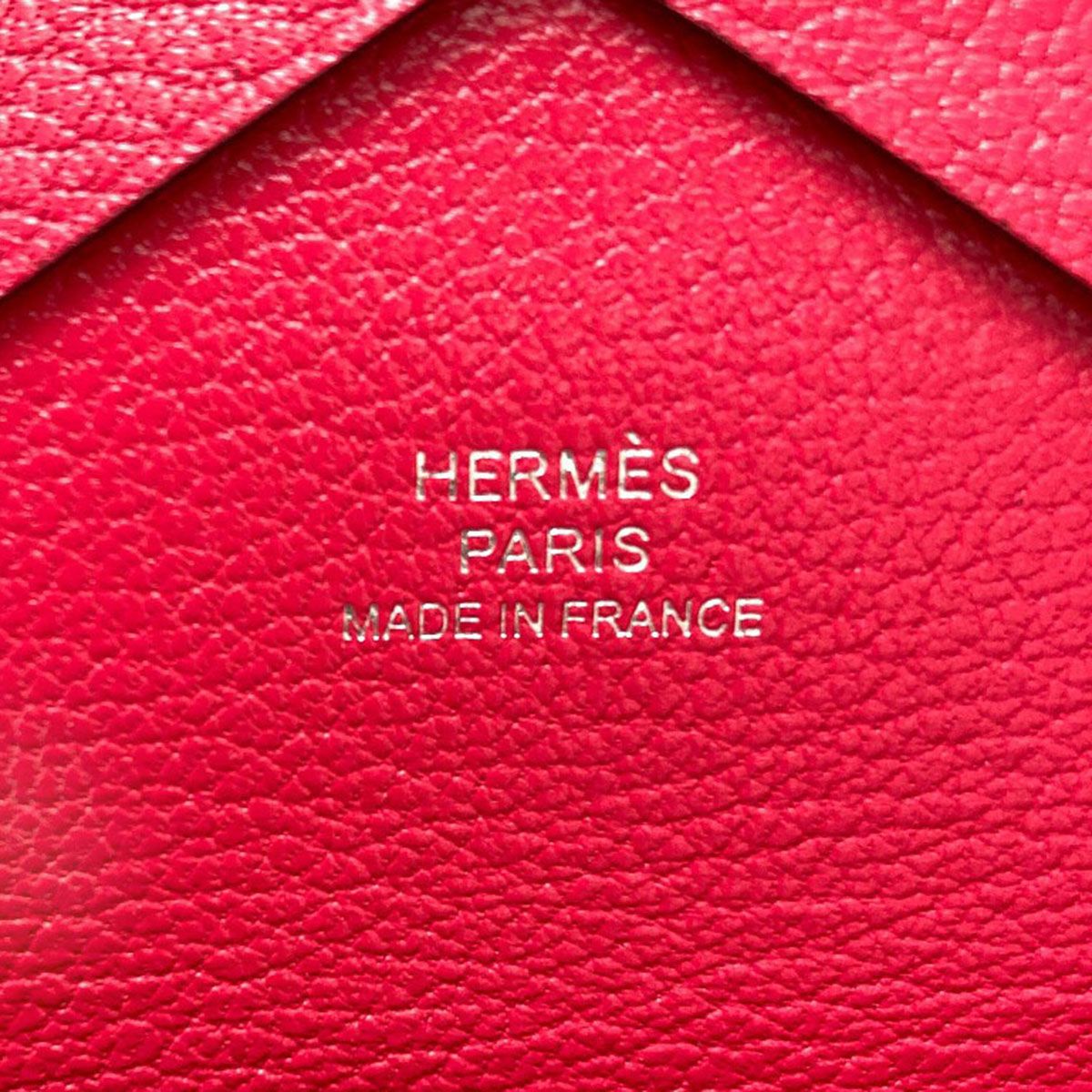 Hermes Calvi Duo Rose Silver Card Case Chevre
