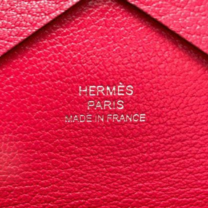 Hermes Calvi Duo Rose Silver Card Case Chevre