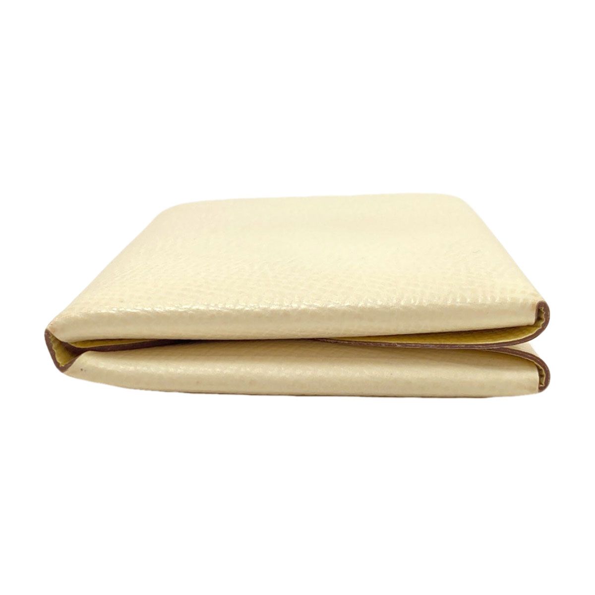Hermes Calvi Duo Verso Nata Jaune Poussin Silver Card Case Epsom