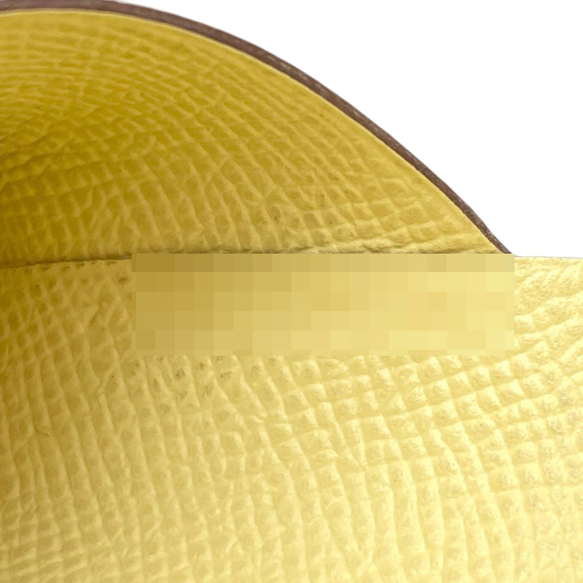 Hermes Calvi Duo Verso Nata Jaune Poussin Silver Card Case Epsom