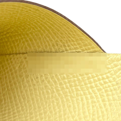 Hermes Calvi Duo Verso Nata Jaune Poussin Silver Card Case Epsom