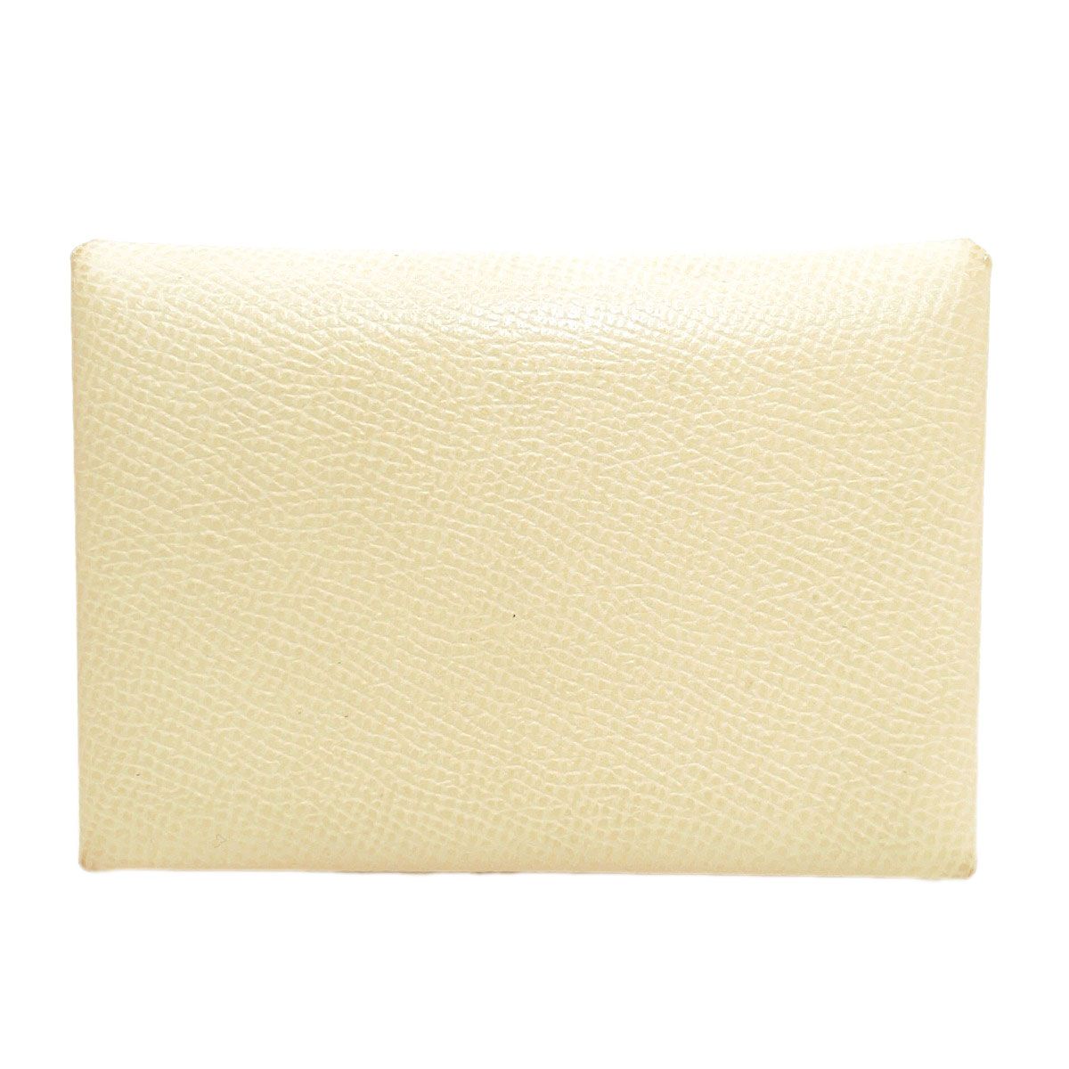 Hermes Calvi Duo Verso Nata Jaune Poussin Silver Card Case Epsom