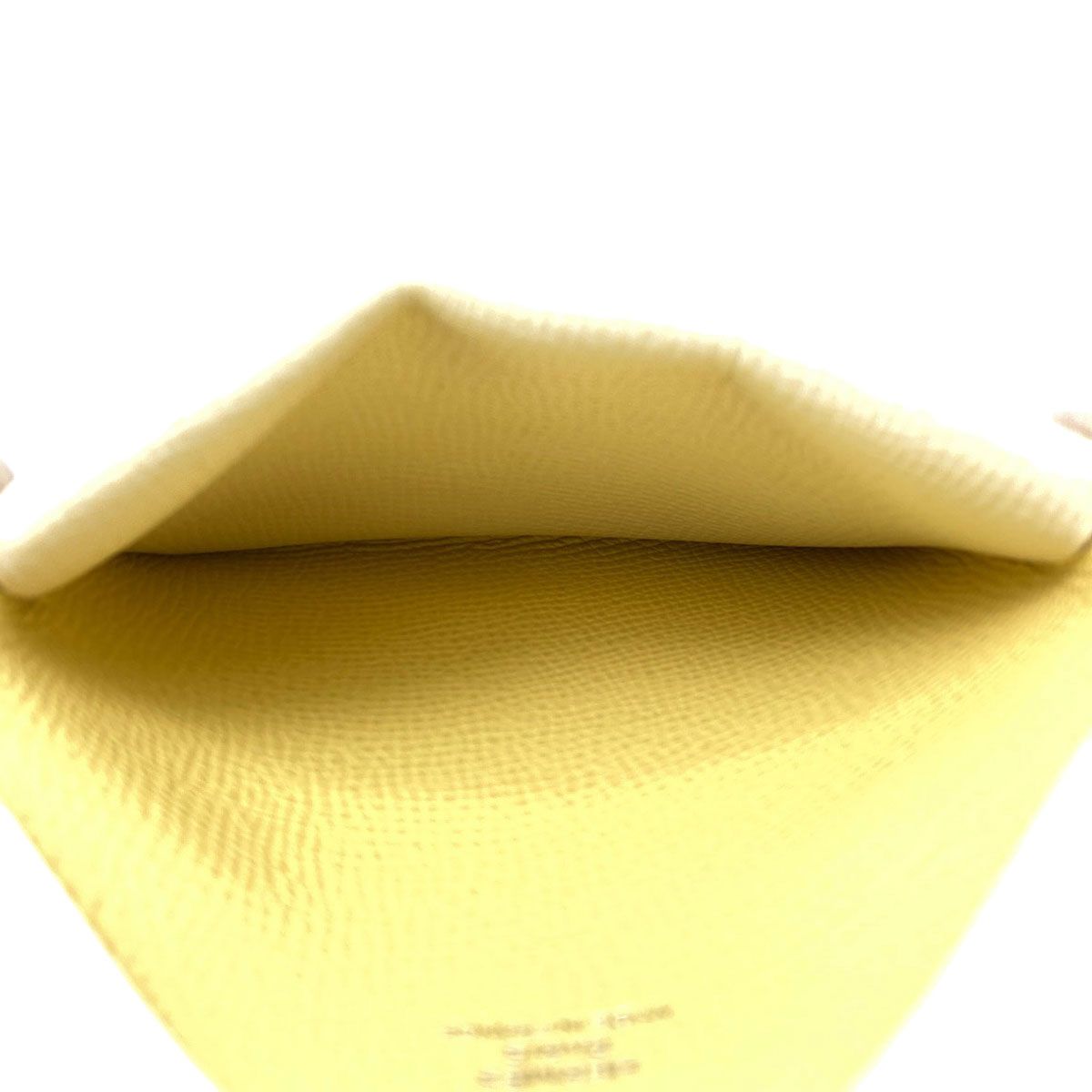 Hermes Calvi Duo Verso Nata Jaune Poussin Silver Card Case Epsom